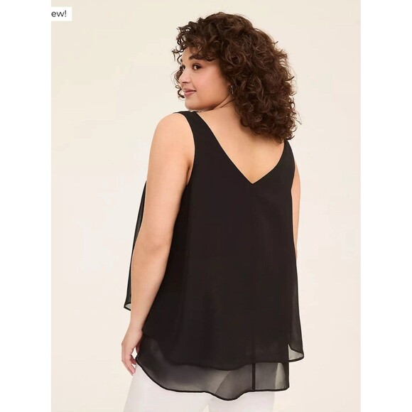 Lane Bryant Swing Double Layer Chiffon Tunic Plus Size 28 Black Sheer Tank Top - Picture 3 of 8